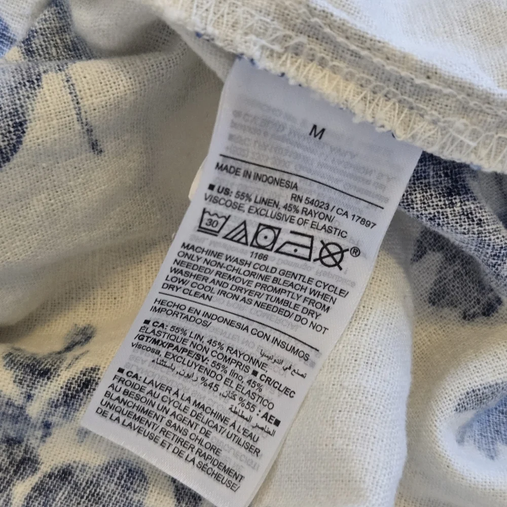 NWT Old Navy Blue Floral Fit & Flare Linen Dress Size M - Picture 8 of 9